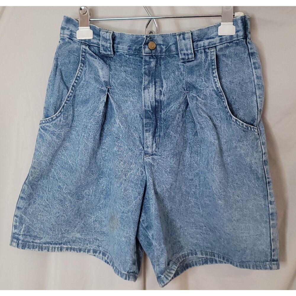 VTG 90s Womens Size 12 Denim Shorts High Waist Acid Wash Mom Shorts USA Carlyle